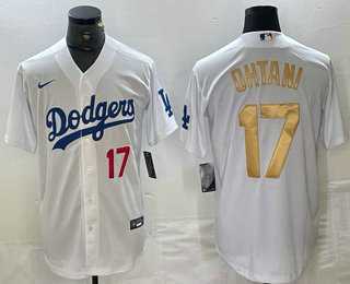 Men's Los Angeles Dodgers #17 Shohei Ohtani Number White Gold Stitched Cool Base Nike Jersey,We sell and wholesale Men's Los Angeles Dodgers #17 Shohei Ohtani Number White Gold Stitched Cool Base Nike Jersey on line form chian!